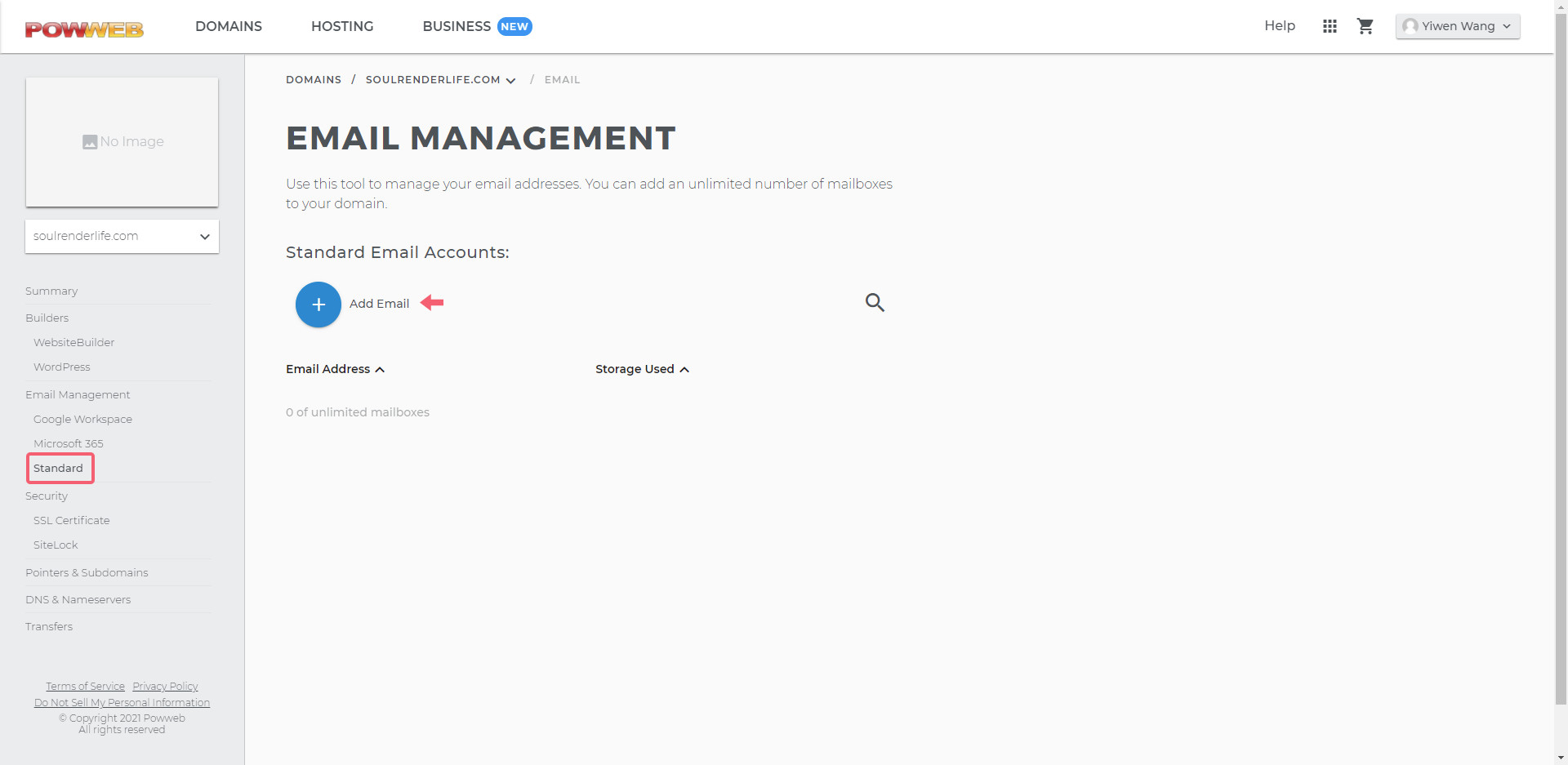 PowWeb Email management